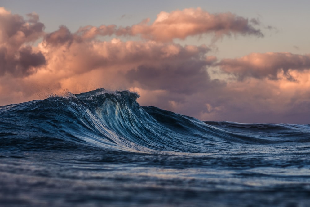 Ocean wave at dusk